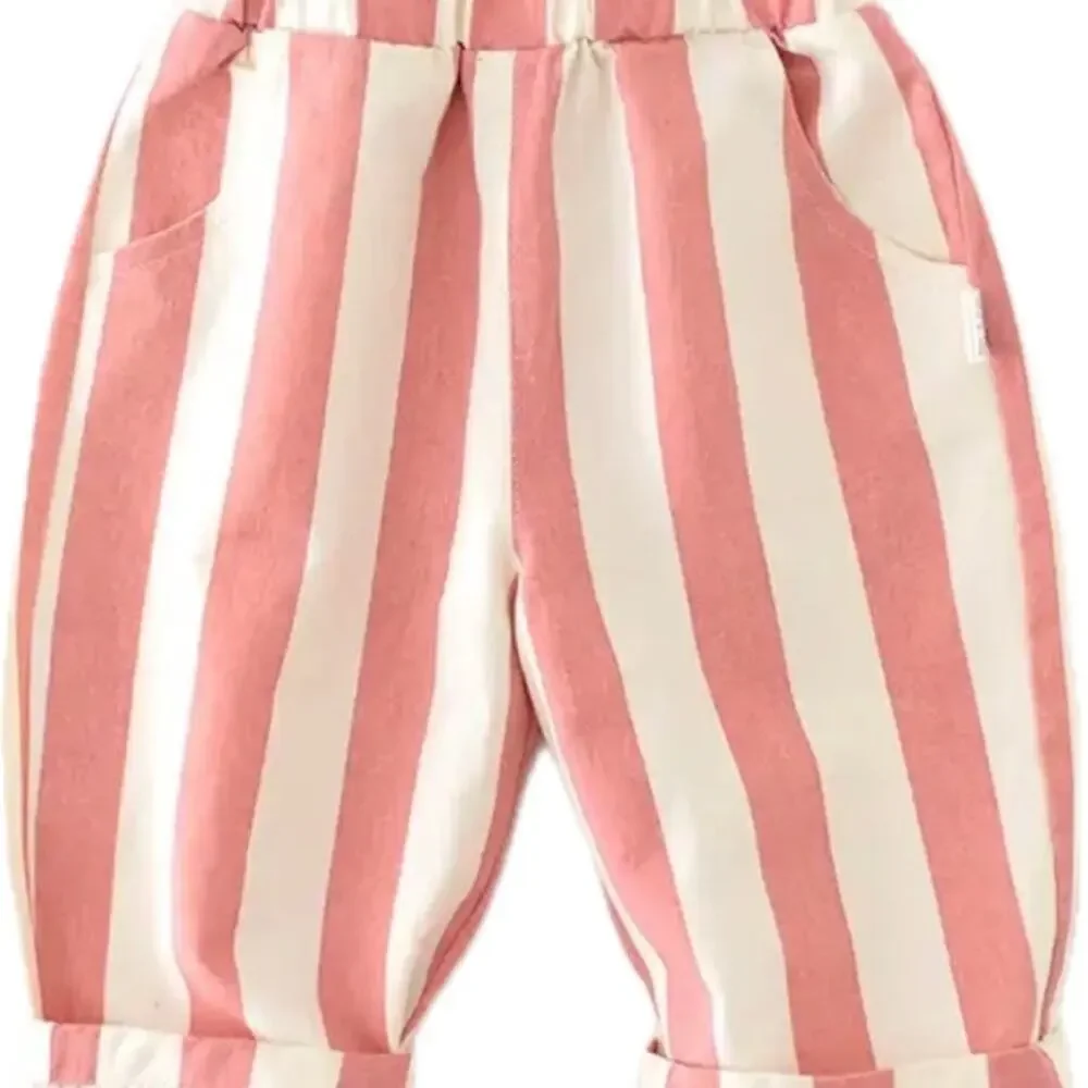 New girl’s pink striped pants 18-24 months